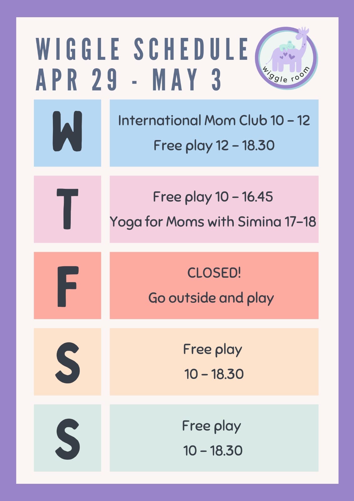 program wiggle room lahovari 29 apr to 03 may