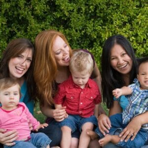 Three mothers with children