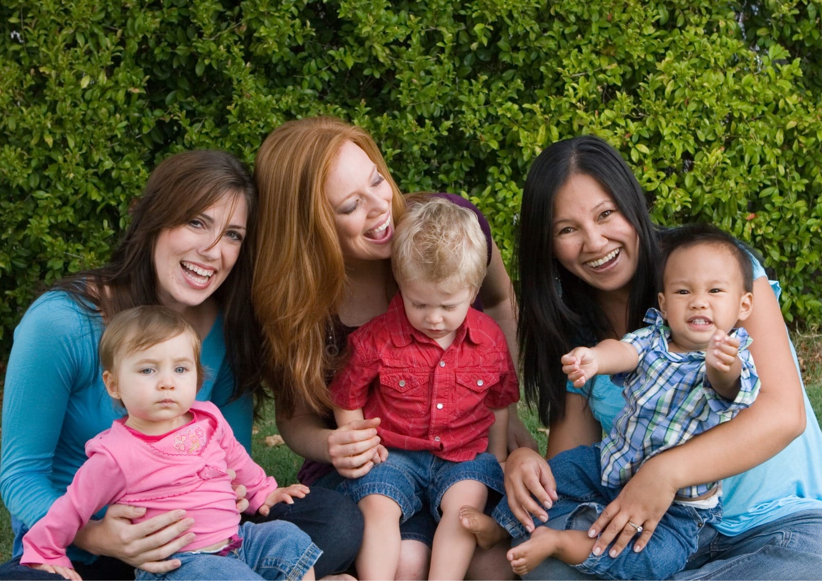 Three mothers with children