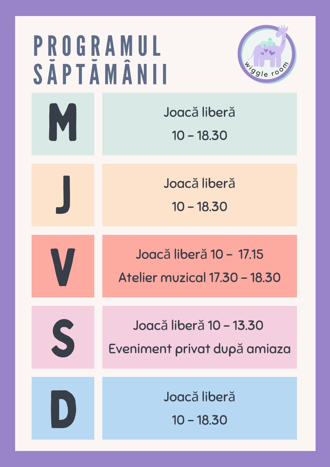 program 1-5 apr romana