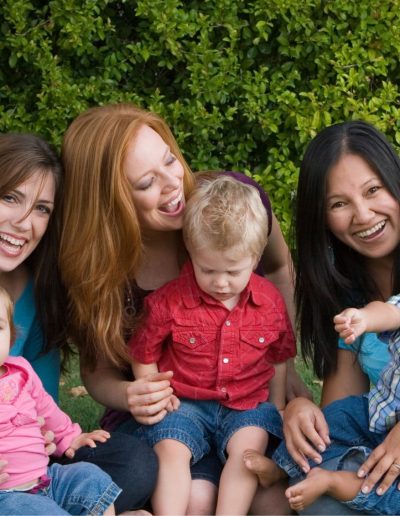 Three mothers with children